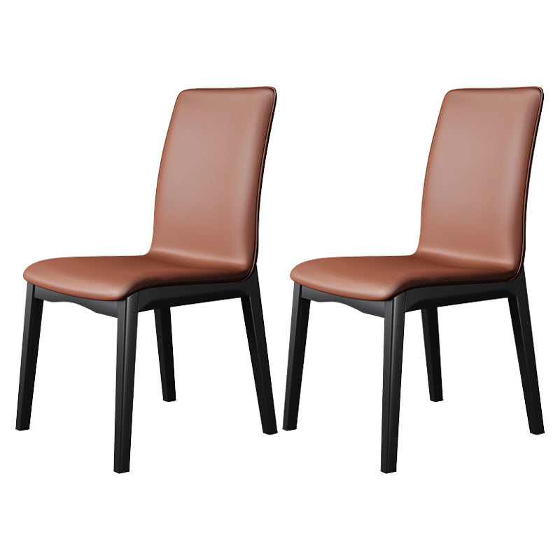 Silla de comedor de madera de estilo escandinavo, silla sin brazos con respaldo macizo (juego de 2)