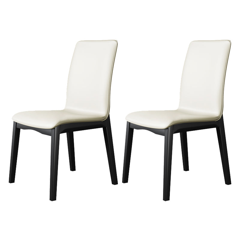 Silla de comedor de madera de estilo escandinavo, silla sin brazos con respaldo macizo (juego de 2)