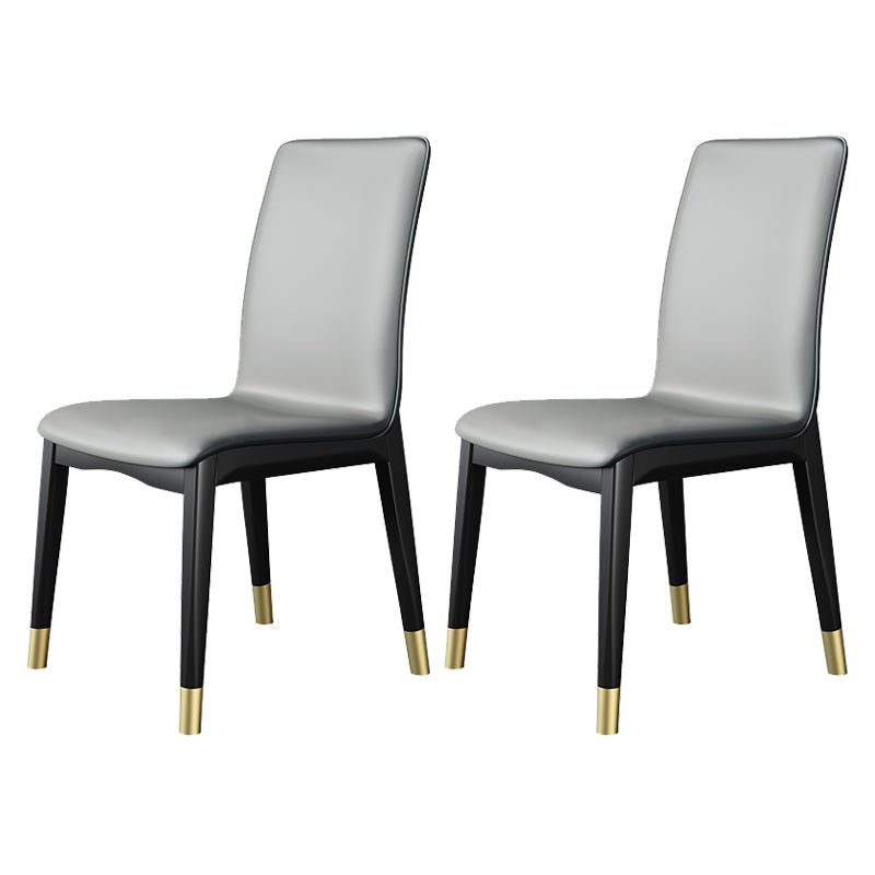 Silla de comedor de madera de estilo escandinavo, silla sin brazos con respaldo macizo (juego de 2)