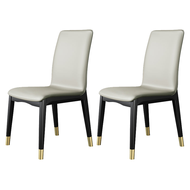 Silla de comedor de madera de estilo escandinavo, silla sin brazos con respaldo macizo (juego de 2)