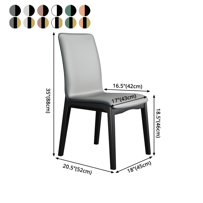 Silla de comedor de madera de estilo escandinavo, silla sin brazos con respaldo macizo (juego de 2)