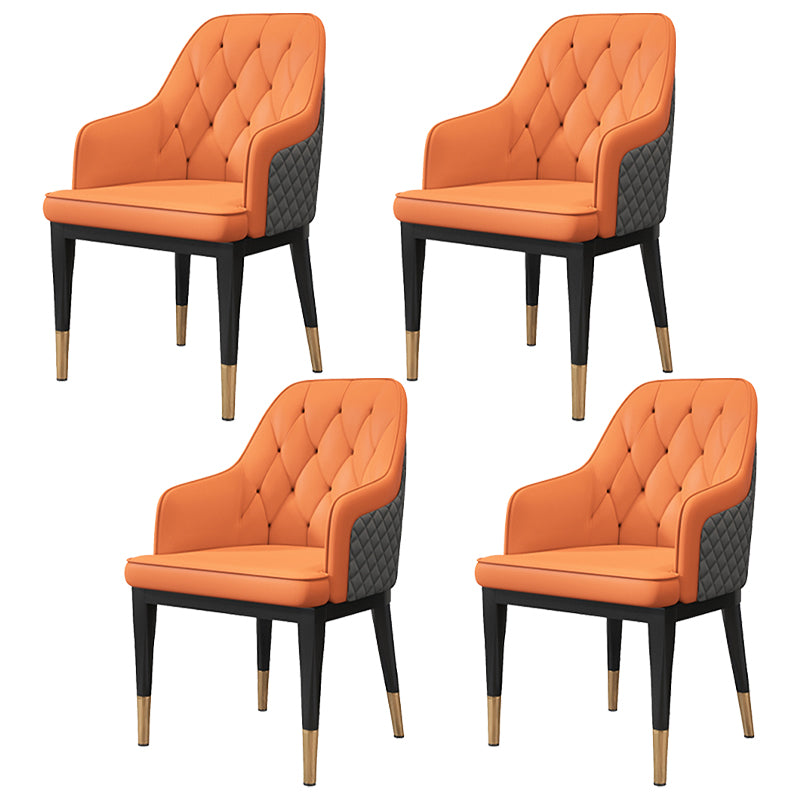 Solide achterkant van de achterste stoelen met stoffen met metalen benen gestoffeerde dineren met metalen benen