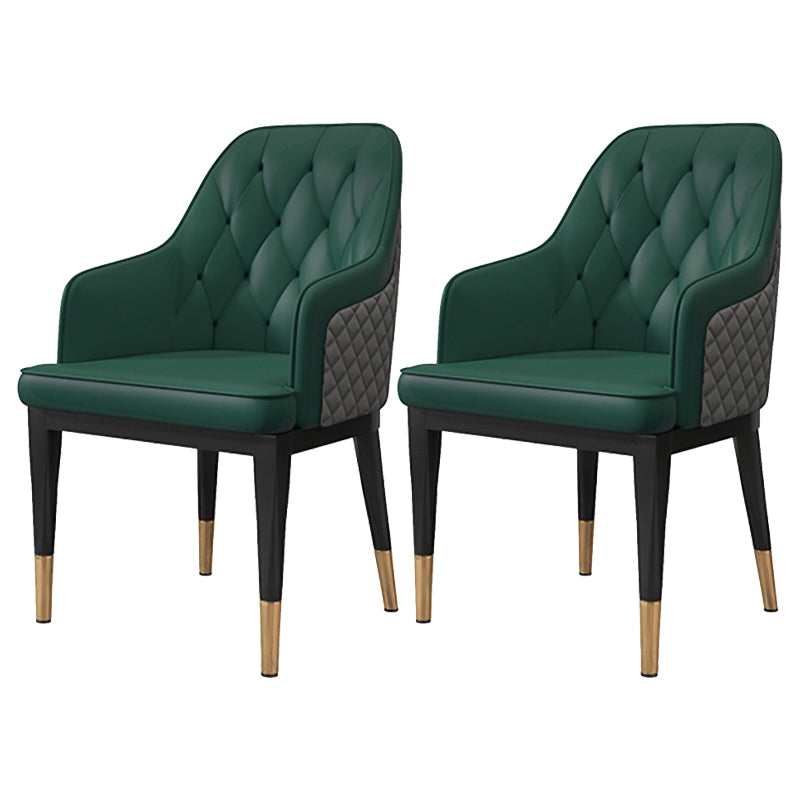 Solide achterkant van de achterste stoelen met stoffen met metalen benen gestoffeerde dineren met metalen benen