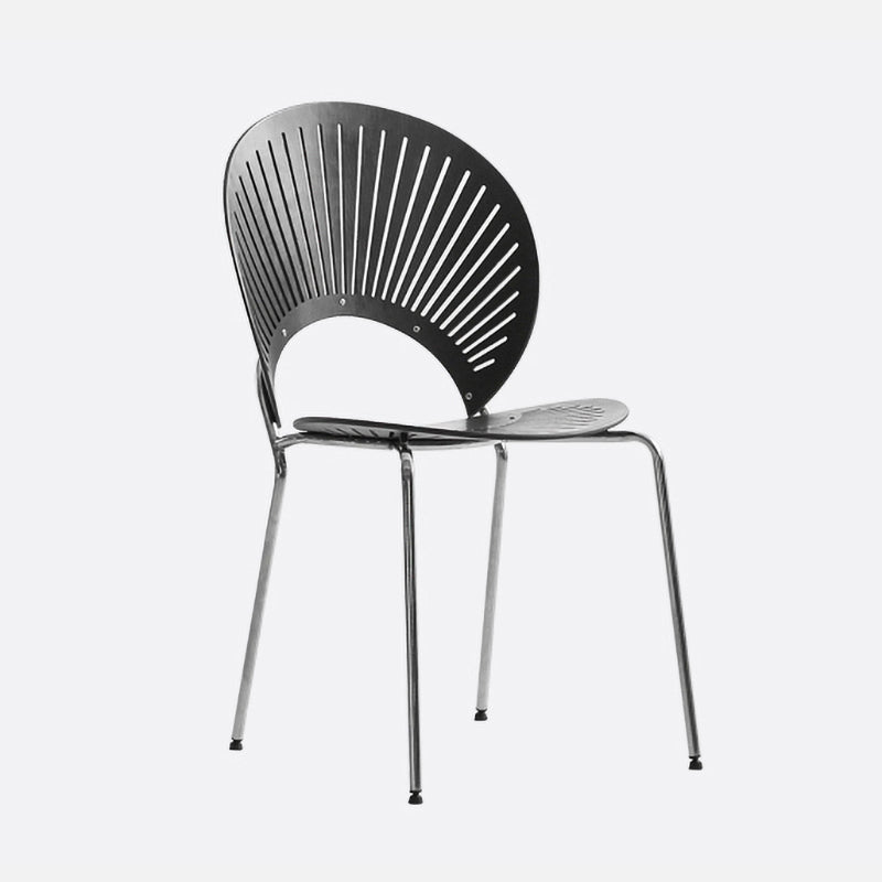Eigentijdse metalen eetkamerstoelen armloze open achterkant eetkamerstoel