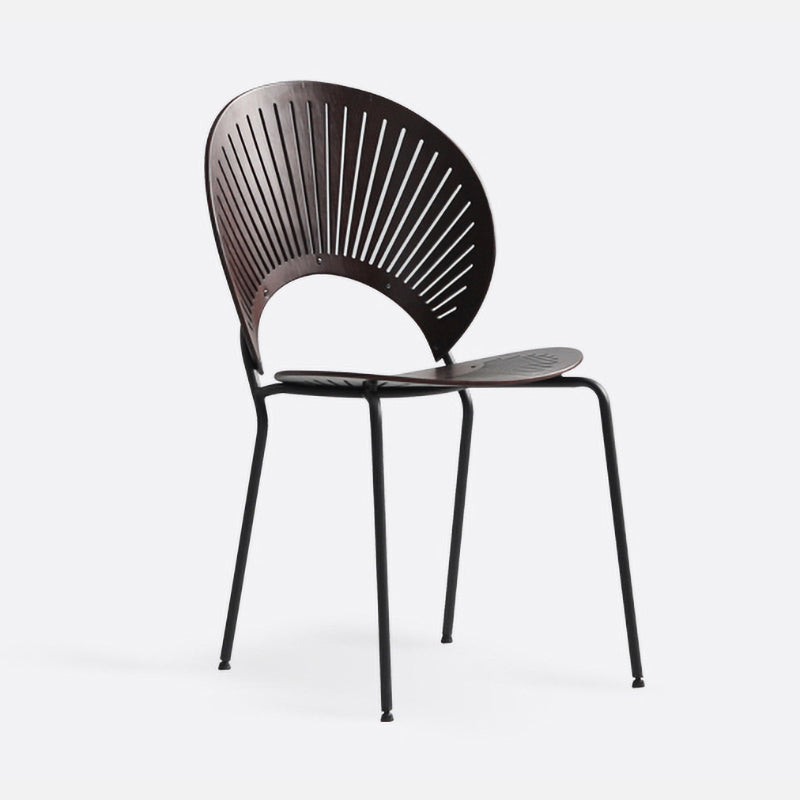 Eigentijdse metalen eetkamerstoelen armloze open achterkant eetkamerstoel