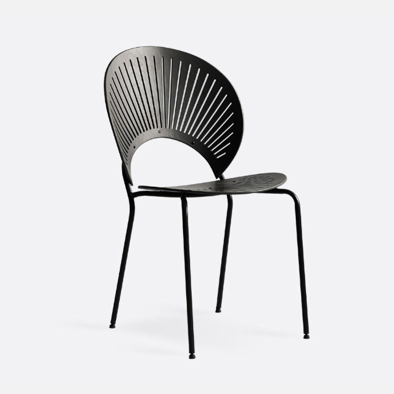 Eigentijdse metalen eetkamerstoelen armloze open achterkant eetkamerstoel