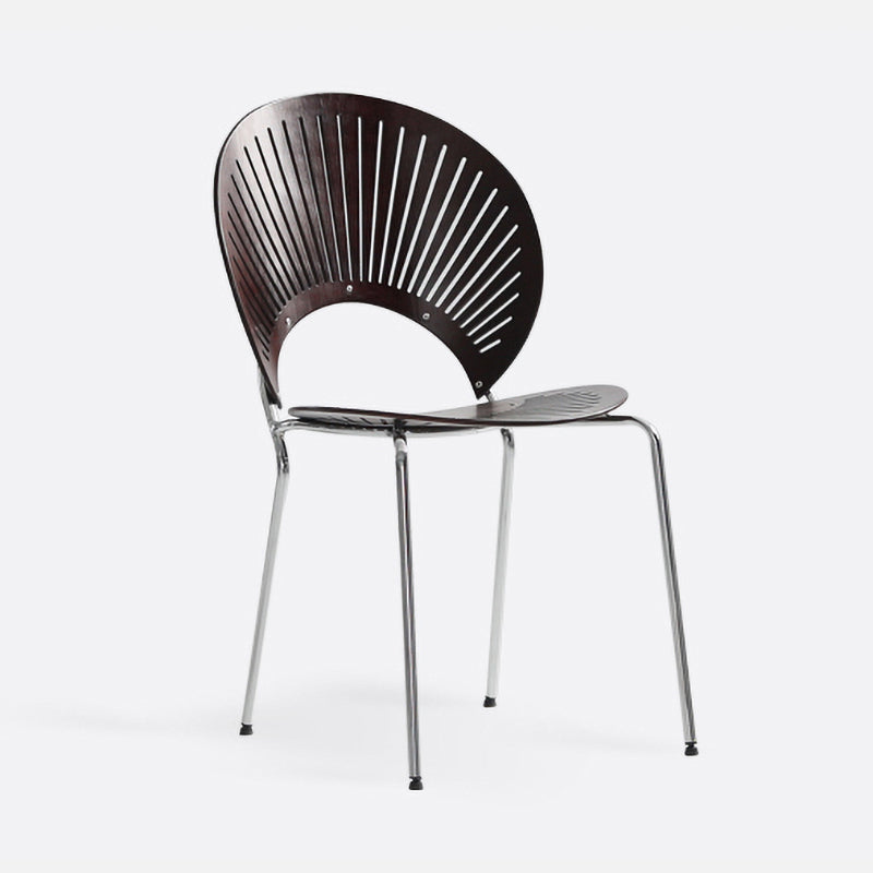 Eigentijdse metalen eetkamerstoelen armloze open achterkant eetkamerstoel