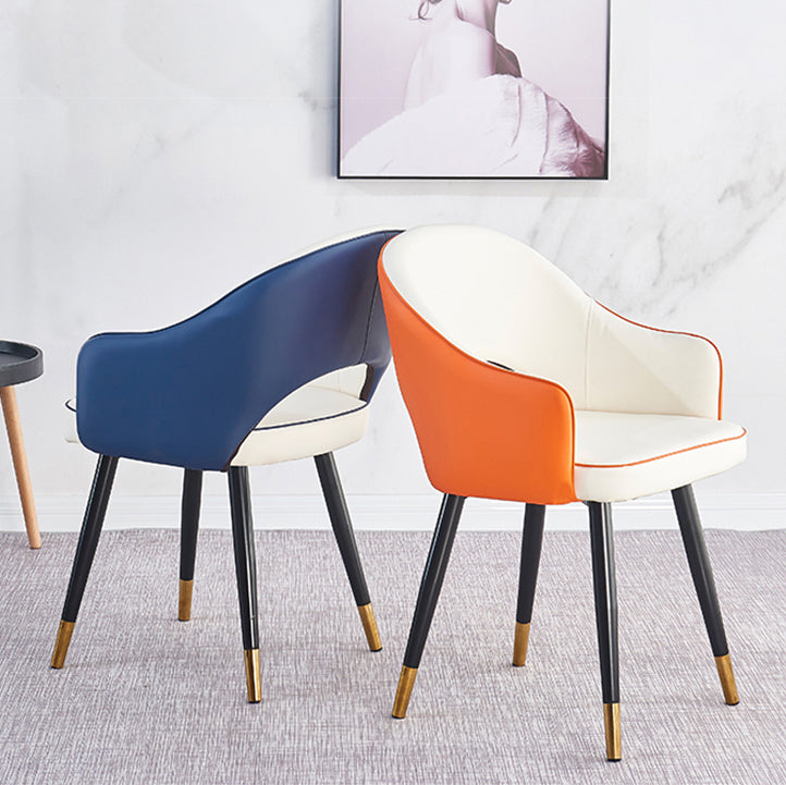 Sillón casero escandinavo tapizado con respaldo abierto Silla de comedor de metal