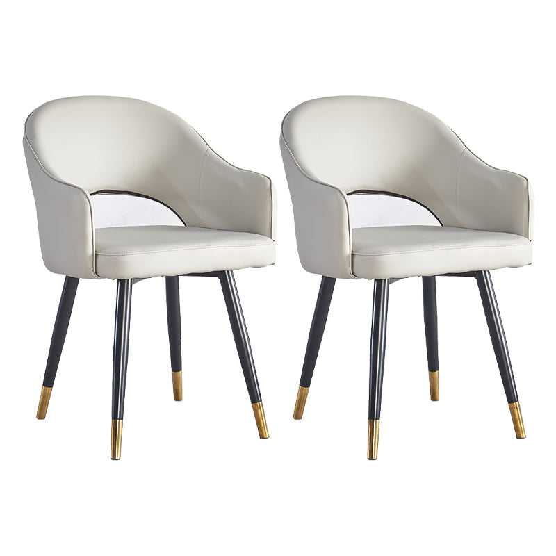 Sillón casero escandinavo tapizado con respaldo abierto Silla de comedor de metal