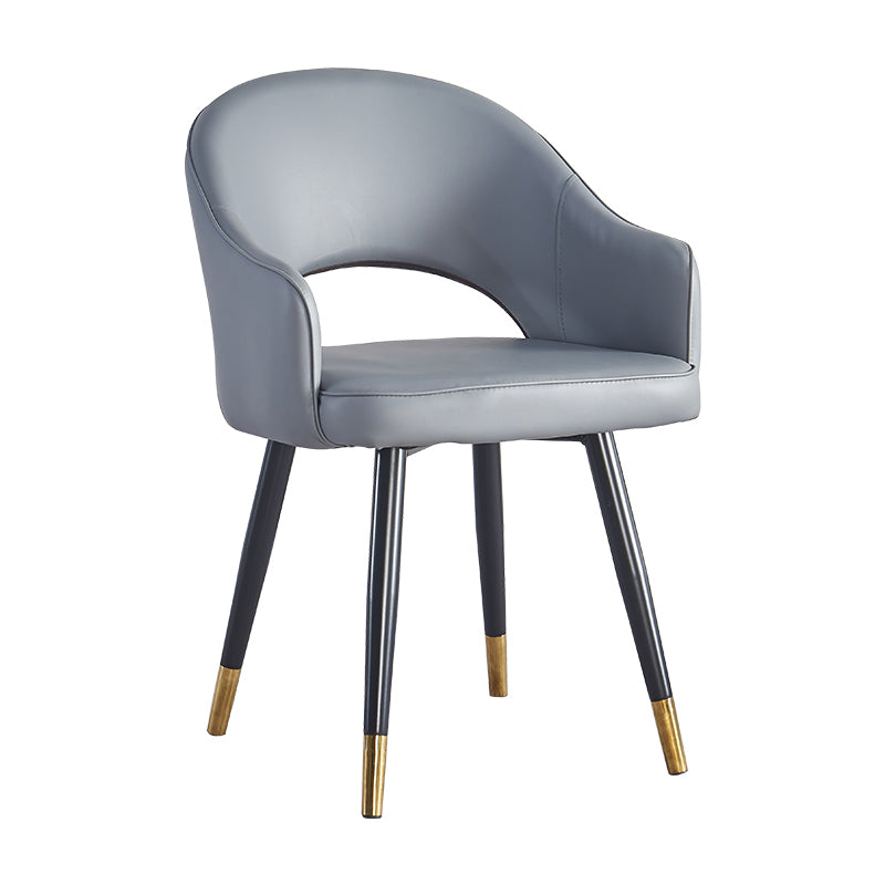 Sillón casero escandinavo tapizado con respaldo abierto Silla de comedor de metal