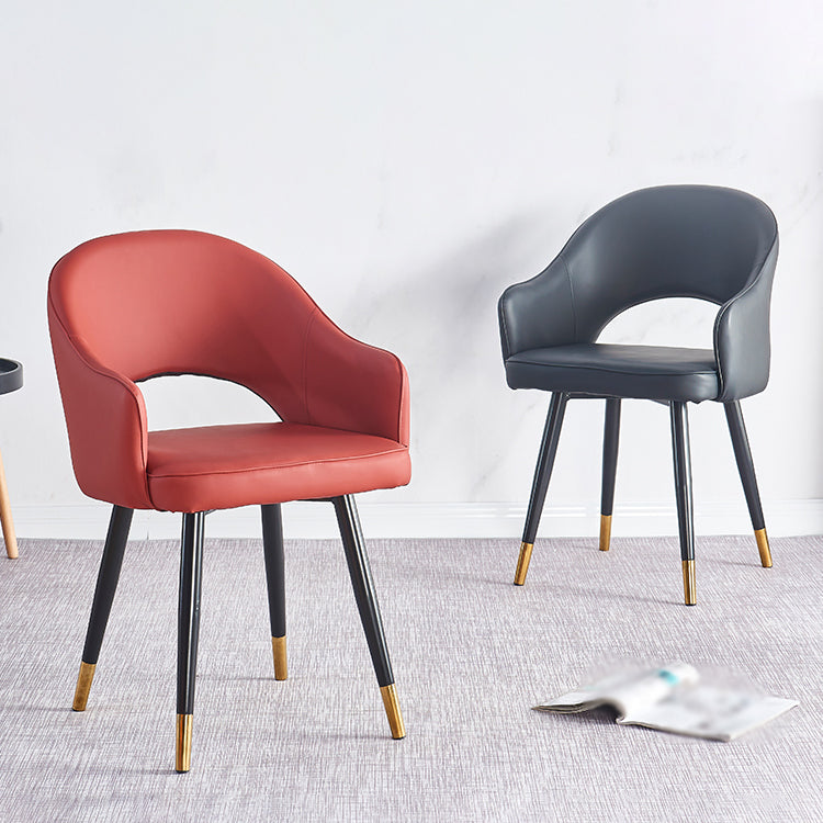 Sillón casero escandinavo tapizado con respaldo abierto Silla de comedor de metal