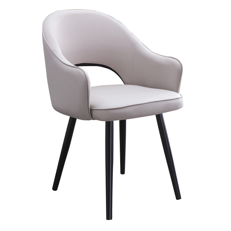 Sillón casero escandinavo tapizado con respaldo abierto Silla de comedor de metal