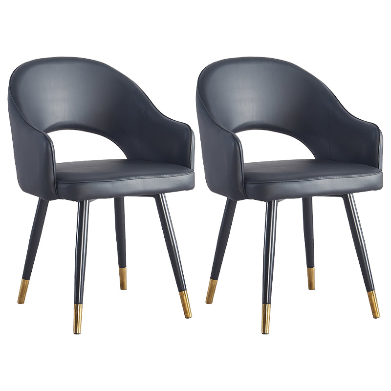 Sillón casero escandinavo tapizado con respaldo abierto Silla de comedor de metal