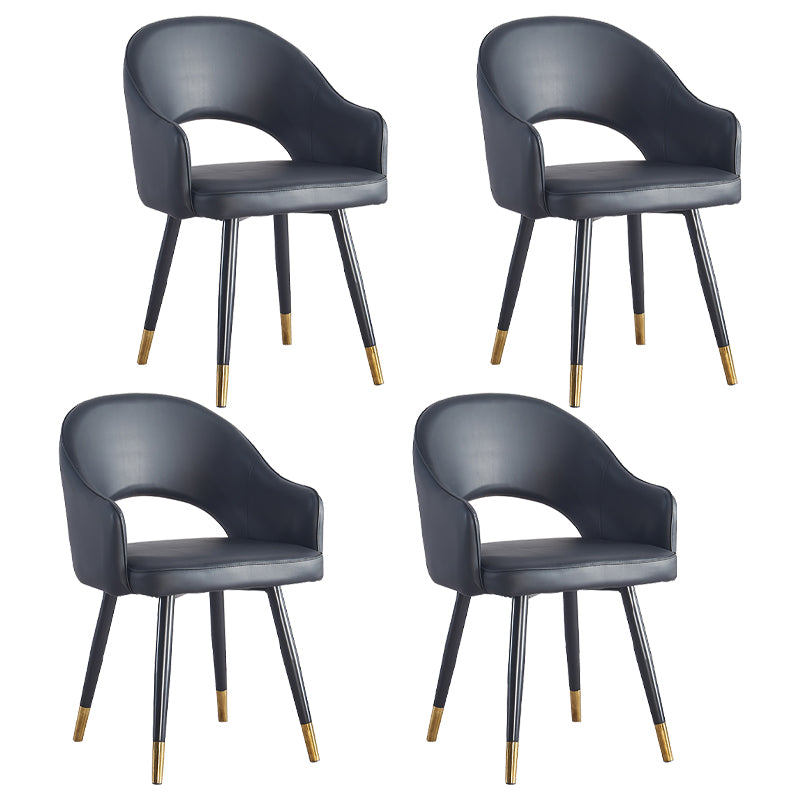 Sillón casero escandinavo tapizado con respaldo abierto Silla de comedor de metal