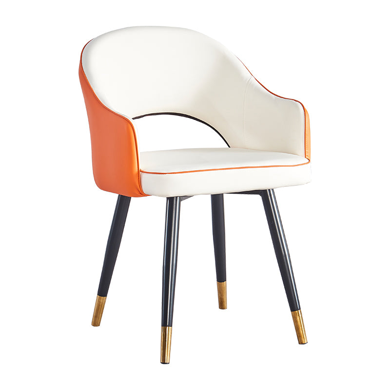 Sillón casero escandinavo tapizado con respaldo abierto Silla de comedor de metal