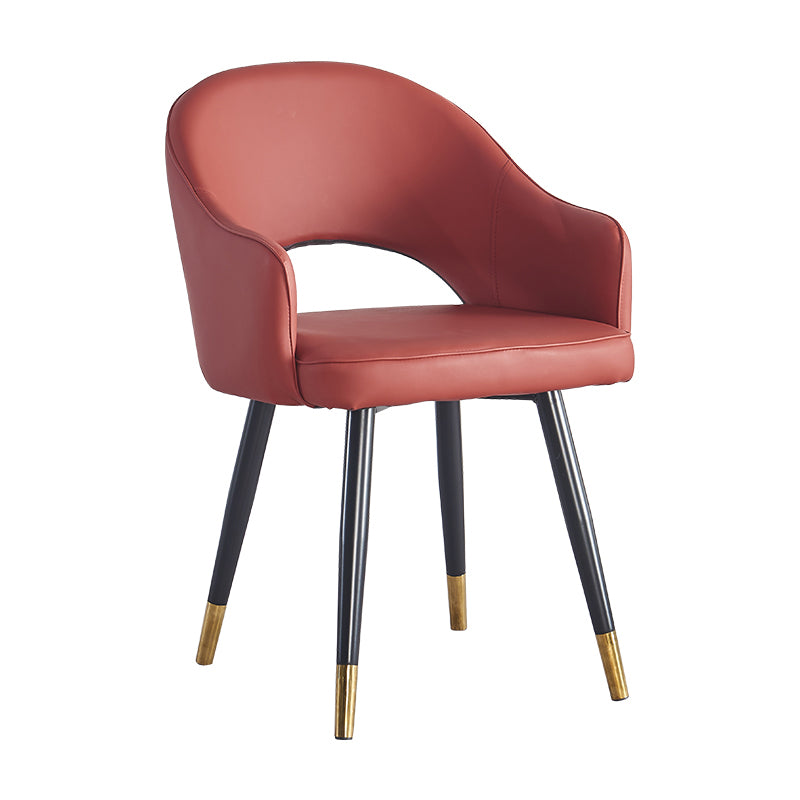 Sillón casero escandinavo tapizado con respaldo abierto Silla de comedor de metal