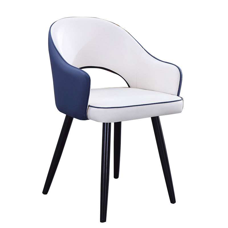 Sillón casero escandinavo tapizado con respaldo abierto Silla de comedor de metal