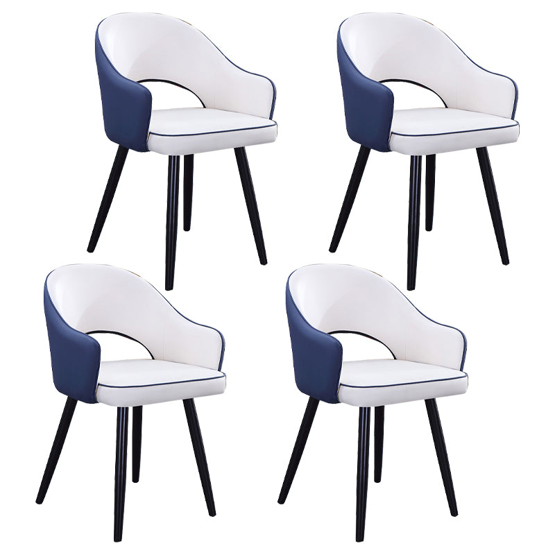 Sillón casero escandinavo tapizado con respaldo abierto Silla de comedor de metal