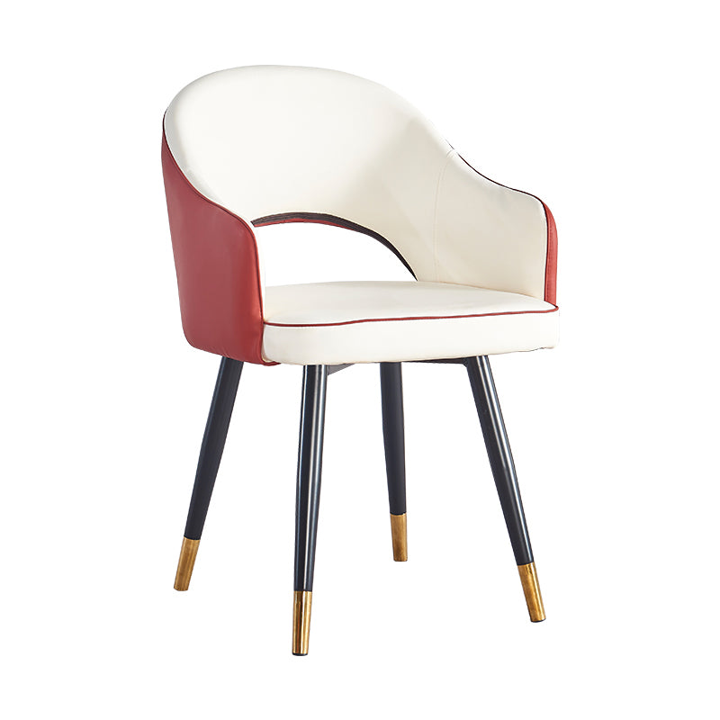 Sillón casero escandinavo tapizado con respaldo abierto Silla de comedor de metal