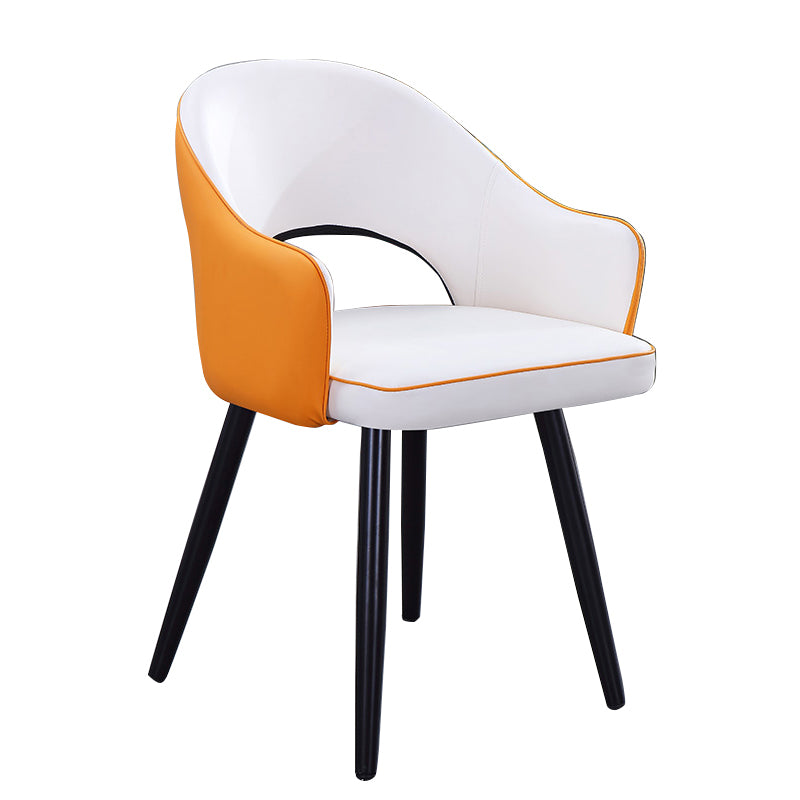 Sillón casero escandinavo tapizado con respaldo abierto Silla de comedor de metal