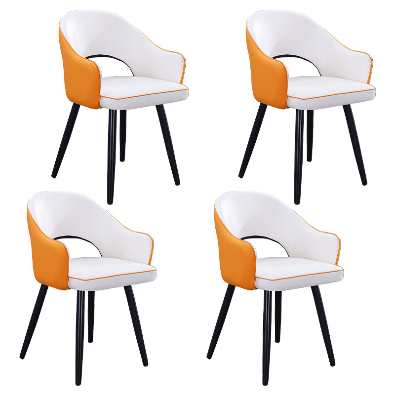 Sillón casero escandinavo tapizado con respaldo abierto Silla de comedor de metal