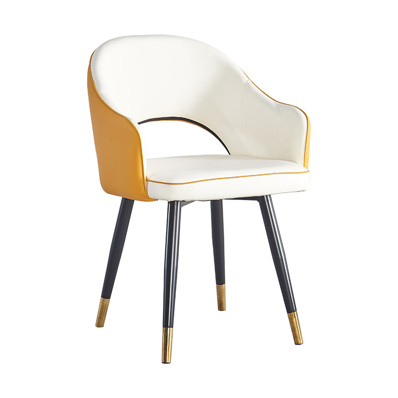 Sillón casero escandinavo tapizado con respaldo abierto Silla de comedor de metal