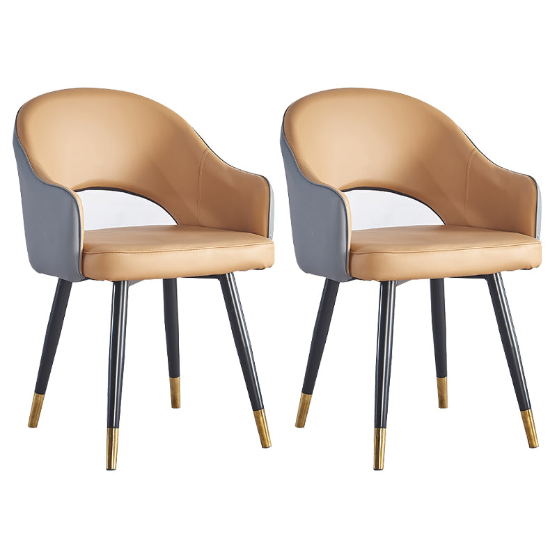 Sillón casero escandinavo tapizado con respaldo abierto Silla de comedor de metal