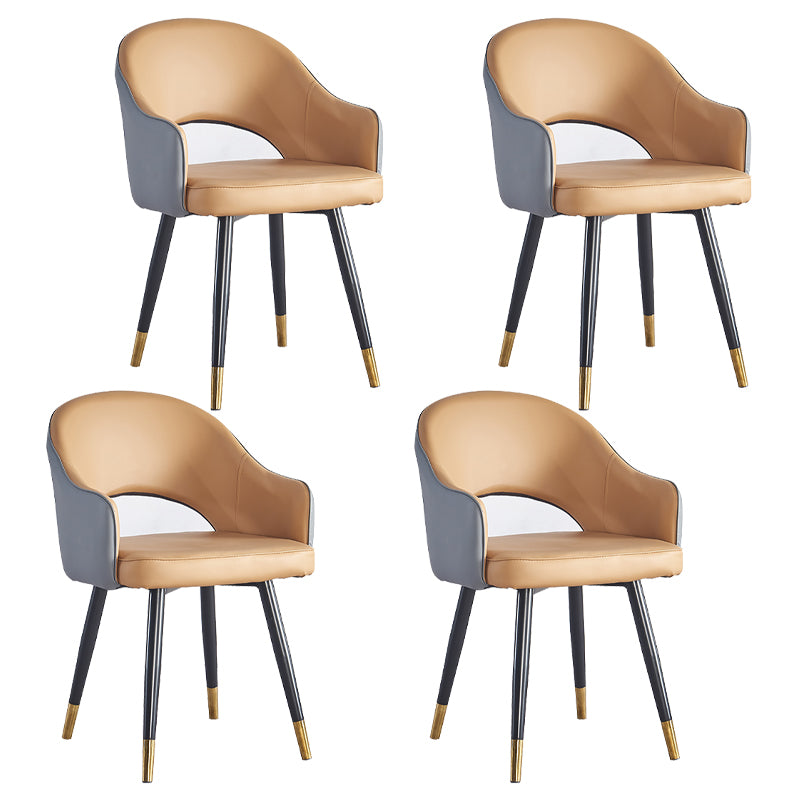 Sillón casero escandinavo tapizado con respaldo abierto Silla de comedor de metal