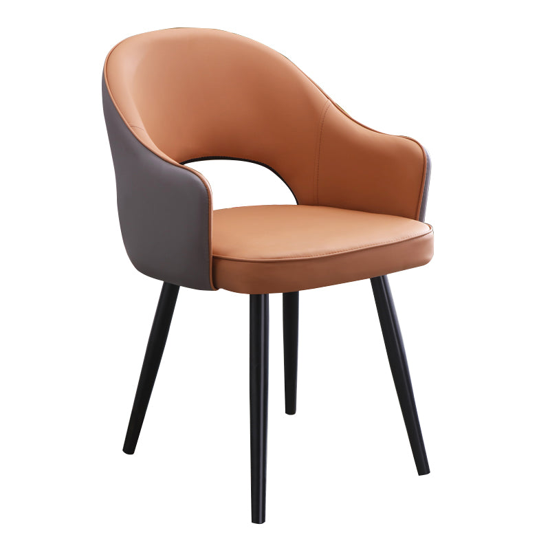 Sillón casero escandinavo tapizado con respaldo abierto Silla de comedor de metal