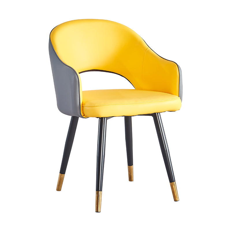Sillón casero escandinavo tapizado con respaldo abierto Silla de comedor de metal