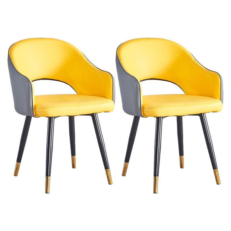 Sillón casero escandinavo tapizado con respaldo abierto Silla de comedor de metal