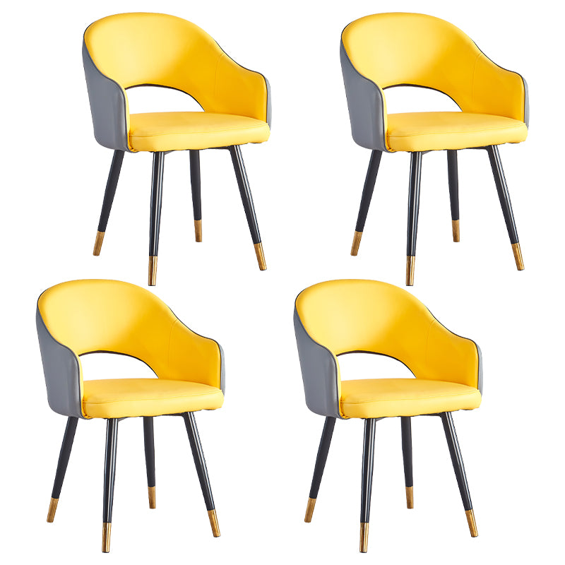 Sillón casero escandinavo tapizado con respaldo abierto Silla de comedor de metal