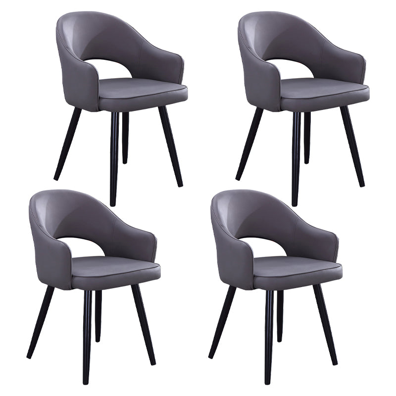 Sillón casero escandinavo tapizado con respaldo abierto Silla de comedor de metal
