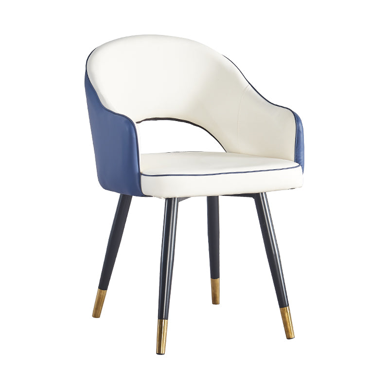 Sillón casero escandinavo tapizado con respaldo abierto Silla de comedor de metal