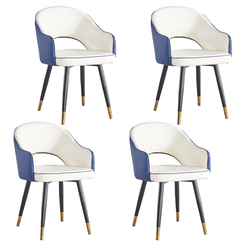 Sillón casero escandinavo tapizado con respaldo abierto Silla de comedor de metal