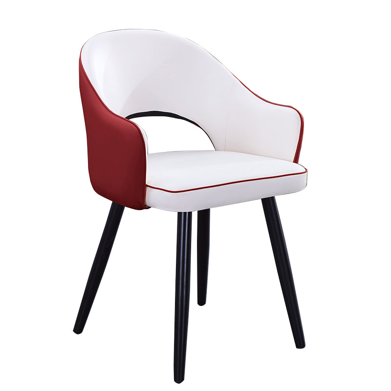 Sillón casero escandinavo tapizado con respaldo abierto Silla de comedor de metal