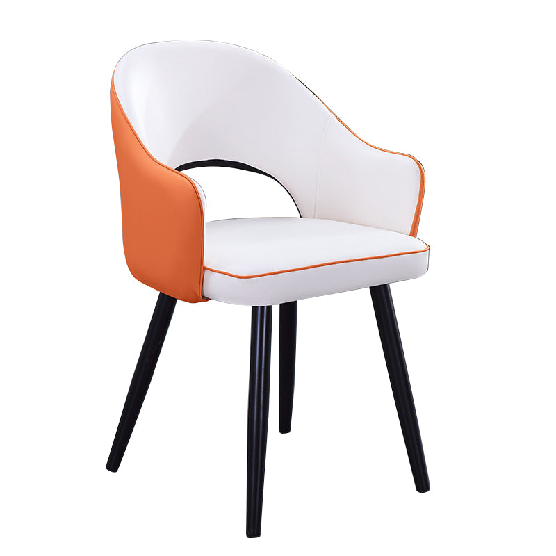 Sillón casero escandinavo tapizado con respaldo abierto Silla de comedor de metal