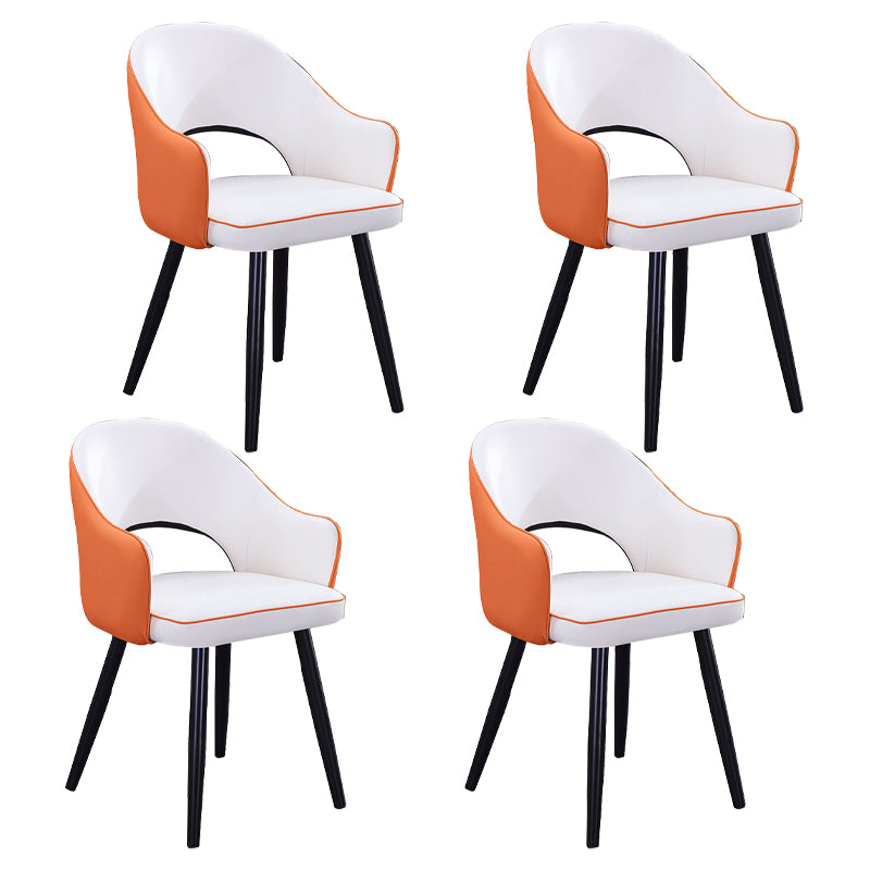 Sillón casero escandinavo tapizado con respaldo abierto Silla de comedor de metal