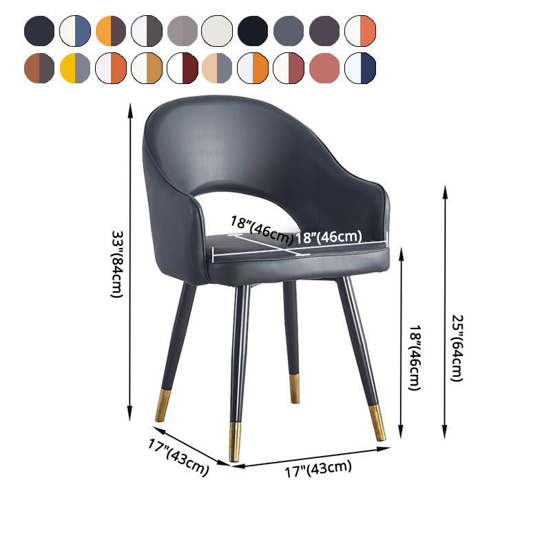 Sillón casero escandinavo tapizado con respaldo abierto Silla de comedor de metal