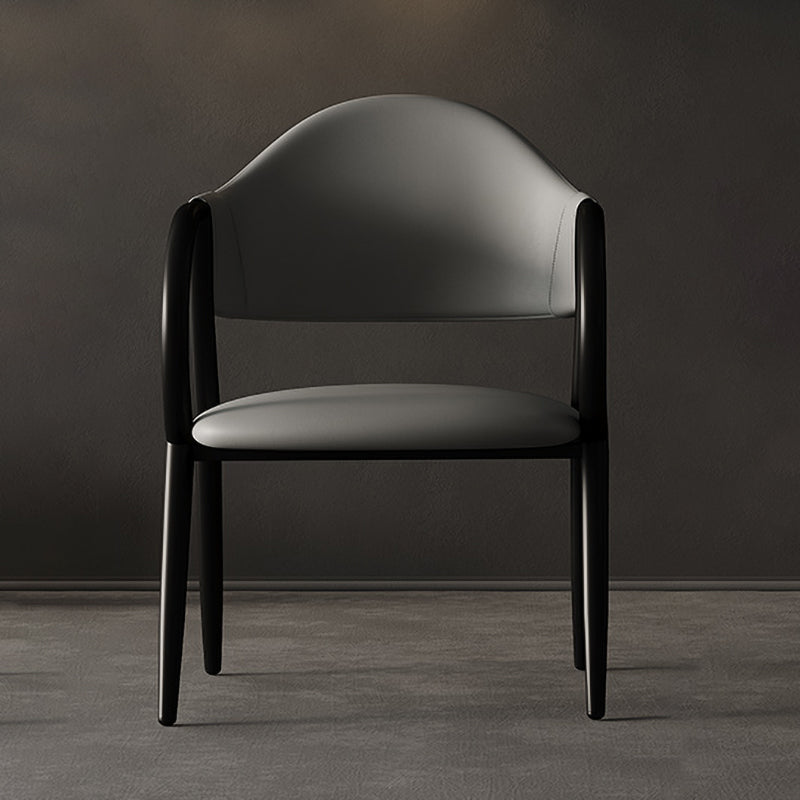 Fauteuil de restaurant en cuir industriel, chaise de salle à manger à dossier ouvert avec pieds en métal
