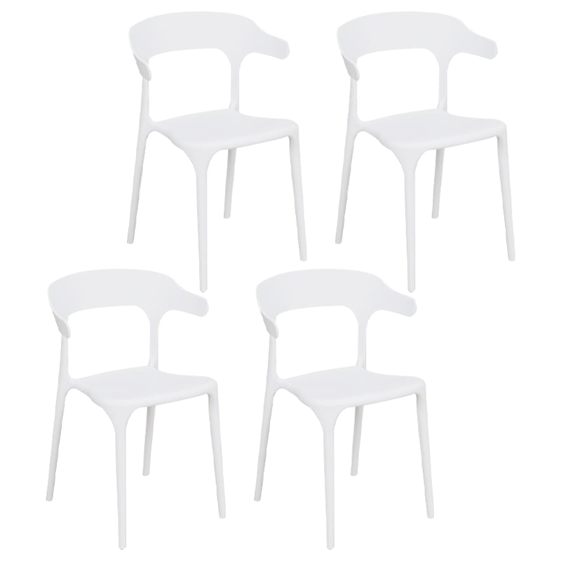 Sillas de comedor estilo Glam, silla auxiliar de plástico sin brazos para cocina (juego de 4)