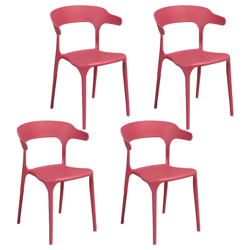 Sillas de comedor estilo Glam, silla auxiliar de plástico sin brazos para cocina (juego de 4)