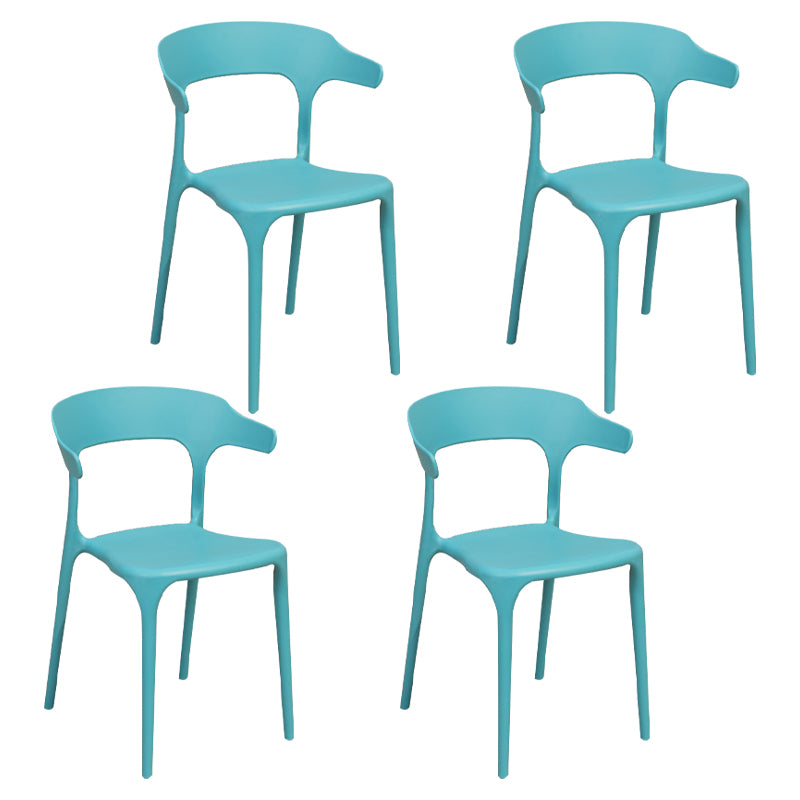 Sillas de comedor estilo Glam, silla auxiliar de plástico sin brazos para cocina (juego de 4)