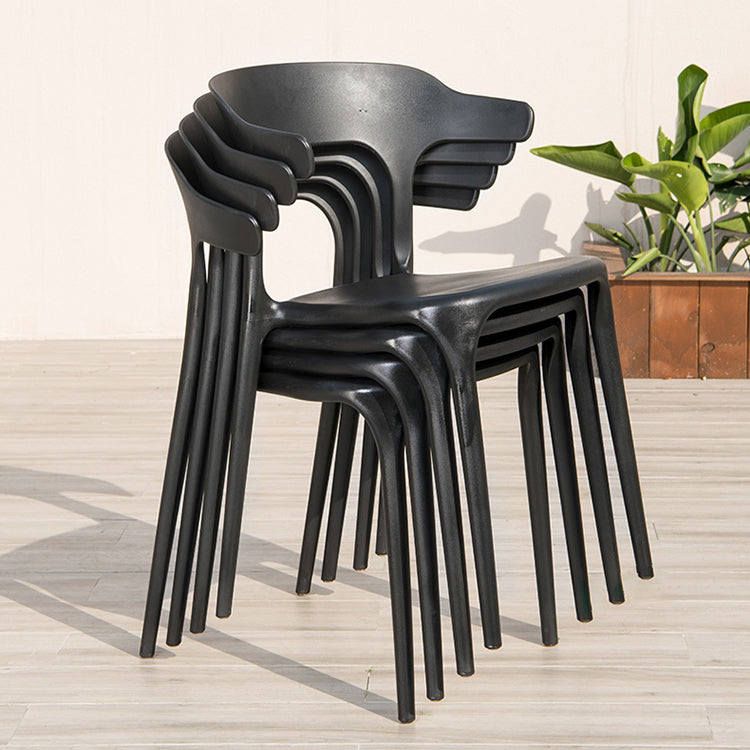 Sillas de comedor estilo Glam, silla auxiliar de plástico sin brazos para cocina (juego de 4)