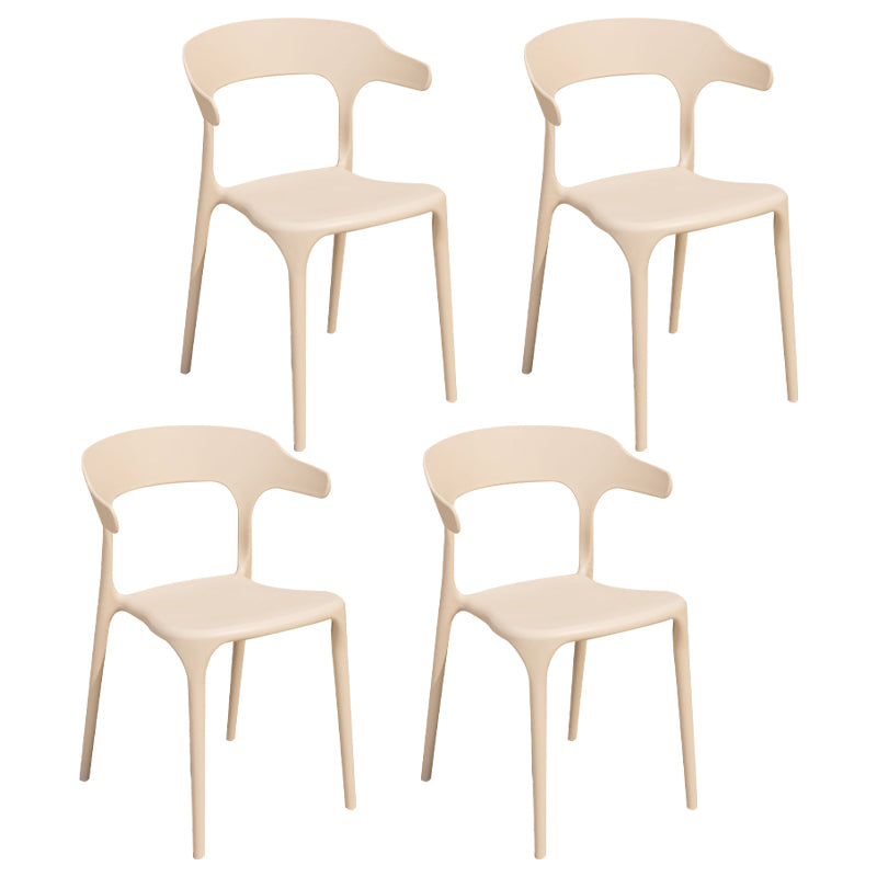 Sillas de comedor estilo Glam, silla auxiliar de plástico sin brazos para cocina (juego de 4)