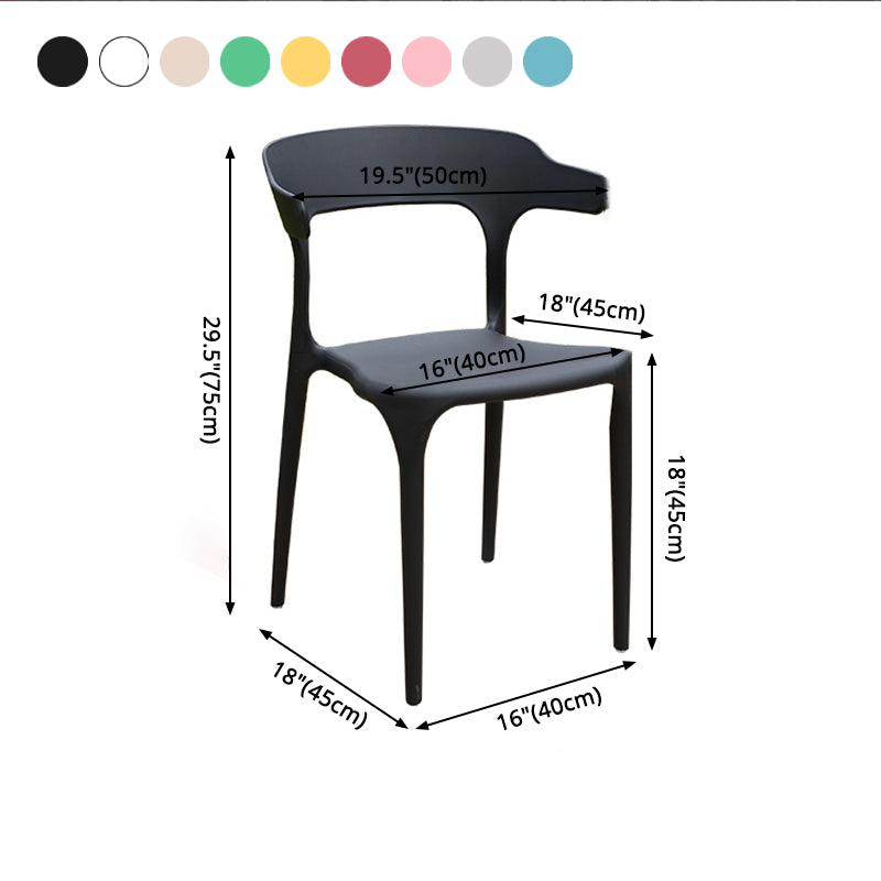 Sillas de comedor estilo Glam, silla auxiliar de plástico sin brazos para cocina (juego de 4)