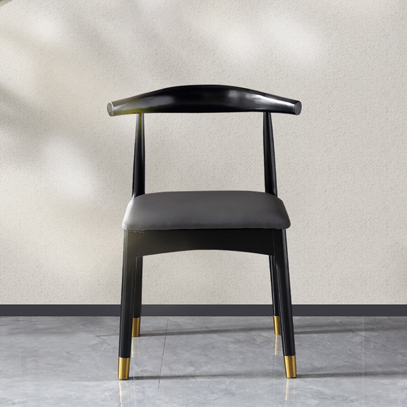 Silla lateral interior escandinava Silla de comedor tapizada con respaldo abierto de madera