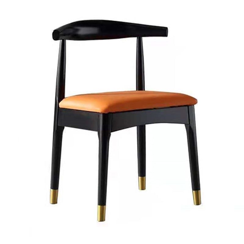 Silla lateral interior escandinava Silla de comedor tapizada con respaldo abierto de madera