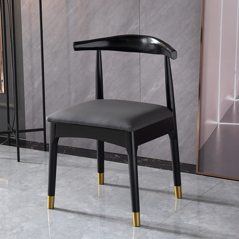 Silla lateral interior escandinava Silla de comedor tapizada con respaldo abierto de madera