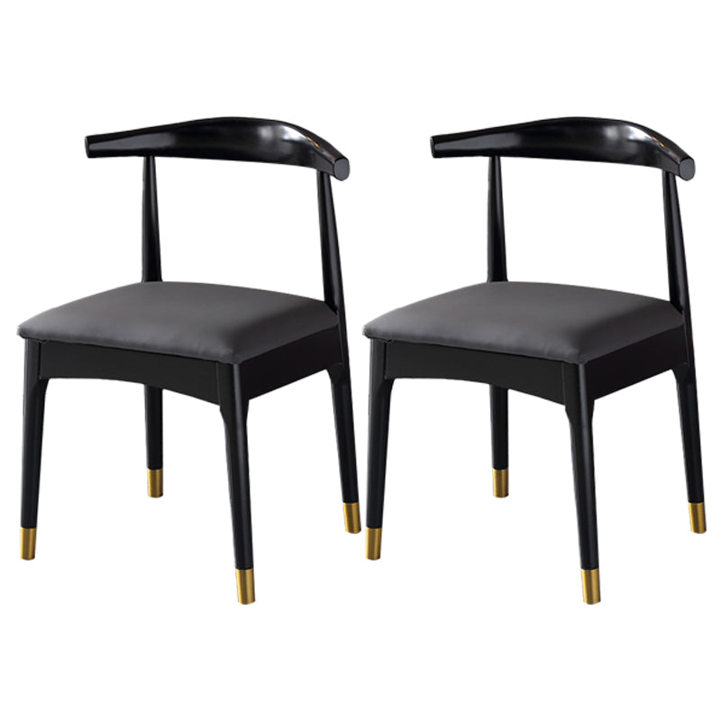 Silla lateral interior escandinava Silla de comedor tapizada con respaldo abierto de madera